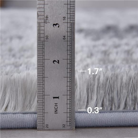 Shag Area Rug, 4' x 6' Tie-Dyed Light Grey Indoor Ultra Soft Plush Rugs - Picture 4 of 6